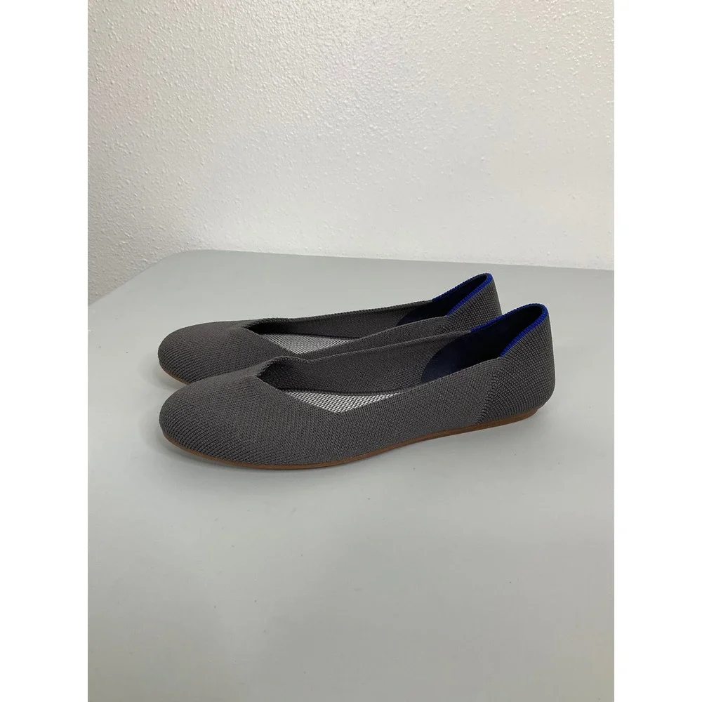 Rothys The Flat Charcoal‎ Grey Knit Round Toe Ballet Flats Size 6